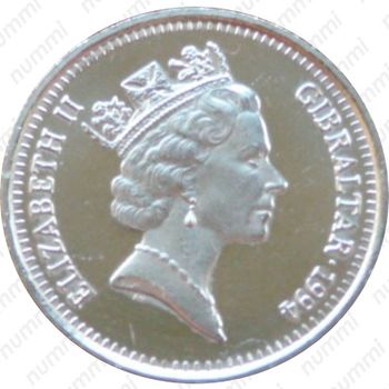 2 фунта 1994, 40 лет первому королевскому визиту Королевы Елизаветы II [Гибралтар] - Аверс