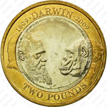 2 фунта 2009, 200 лет со дня рождения Чарльза Дарвина [Великобритания] - Реверс