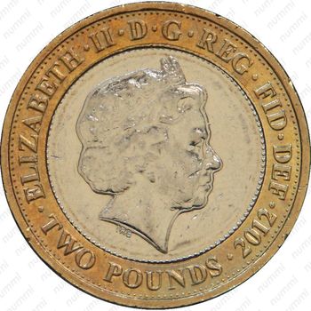 2 фунта 2012, 200 лет со дня рождения Чарльза Диккенса [Великобритания] - Аверс