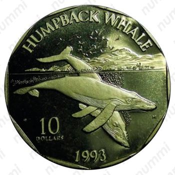 10 долларов 1993, Горбатый кит [Австралия] - Реверс