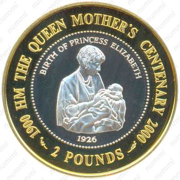 2 фунта 2000, 100 лет со дня рождения Королевы-матери [Фолклендские острова] - Реверс
