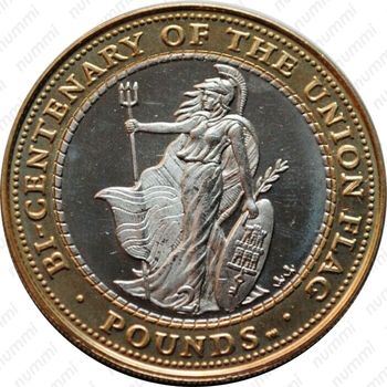 2 фунта 2001, 200 лет Британскому флагу [Гибралтар] - Реверс