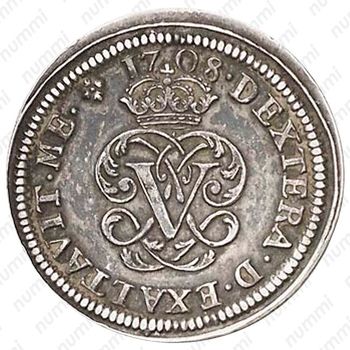 2 реала 1708, Отметка монетного двора "Акведук" - Сеговия [Испания] - Реверс