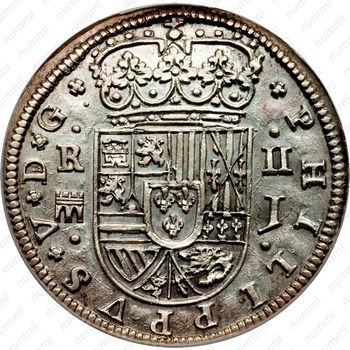 2 реала 1716-1729, Отметка монетного двора "Акведук" - Сеговия [Испания] - Аверс