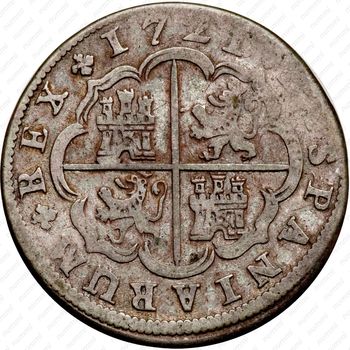 2 реала 1716-1740, Отметка монетного двора "M" - Мадрид [Испания] - Реверс