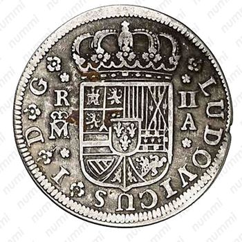 2 реала 1724, Отметка монетного двора "M" [Испания] - Аверс