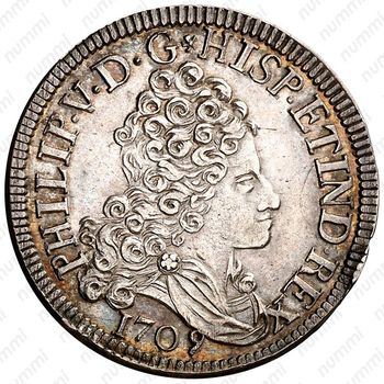 4 реала 1709, Отметка монетного двора "M", малый бюст [Испания] - Аверс