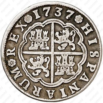 4 реала 1731-1738, Отметка монетного двора "S" - Севилья [Испания] - Реверс