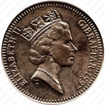 5 фунтов 1997, 50 лет свадьбе Королевы Елизаветы II и Принца Филиппа [Гибралтар] - Аверс
