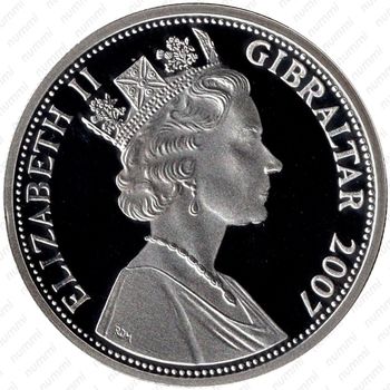 5 фунтов 2007, 60 лет свадьбе Королевы Елизаветы II и Принца Филиппа /Вестминстерское аббатство/ [Гибралтар] - Аверс