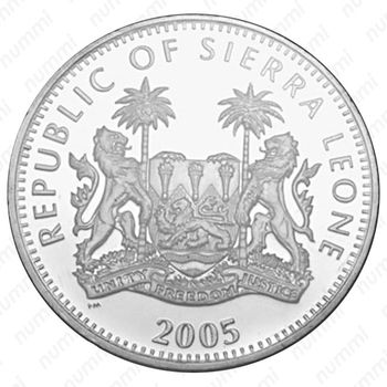 1 доллар 2005, Иоанн Павел II - Смерть папы, 2 апреля 2005 [Сьерра-Леоне] - Аверс