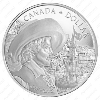 1 доллар 2008, 400 лет городу Квебек [Канада] - Реверс