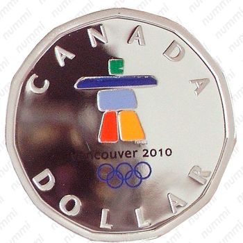 1 доллар 2010, XXI зимние Олимпийские Игры, Ванкувер 2010 - Счастливый Доллар [Канада] - Реверс