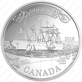 1 доллар 2016, 150 лет Трансатлантическому кабелю [Канада] - Реверс