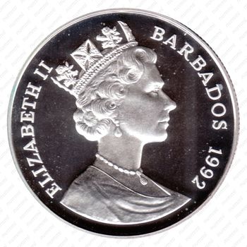 10 долларов 1992, 500 лет открытию Нового Света [Барбадос] - Аверс