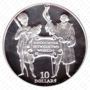 10 долларов 1992, 500 лет открытию Нового Света [Барбадос] - Реверс