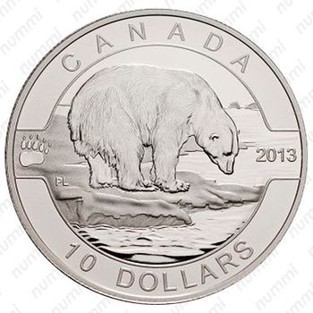 10 долларов 2013, О, Канада - Полярный медведь [Канада] - Реверс