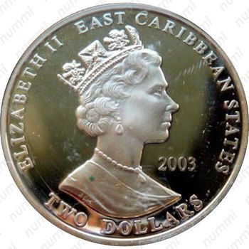 2 доллара 2003, Британские полководцы - Горацио Нельсон [Восточные Карибы] - Аверс