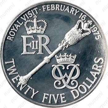 25 долларов 1975, Королевский визит [Бермудские Острова] - Реверс
