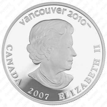 25 долларов 2007, XXI зимние Олимпийские Игры, Ванкувер 2010 - Атлеты с флагом [Канада] - Аверс