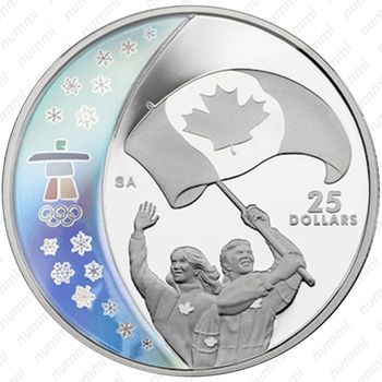 25 долларов 2007, XXI зимние Олимпийские Игры, Ванкувер 2010 - Атлеты с флагом [Канада] - Реверс