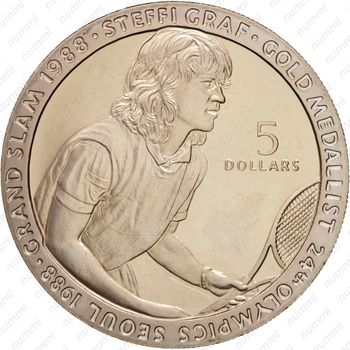 5 долларов 1989, Штеффи Граф [Австралия] - Реверс