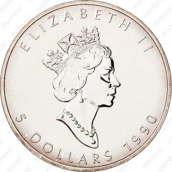 5 долларов 1990-2003, Кленовый лист [Канада] - Аверс