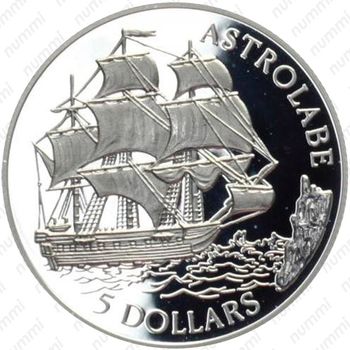 5 долларов 1992, 500 лет открытию Америки - корабль "Астролябия" [Австралия] - Реверс