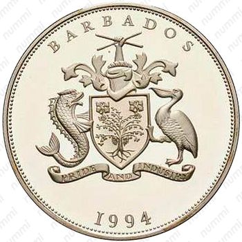 5 долларов 1994, Чемпионат мира по футболу 1994 [Барбадос] - Аверс