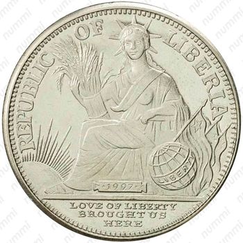5 долларов 1997, Китайский гороскоп - Год козы [Либерия] - Аверс