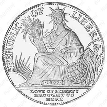 5 долларов 1997, Китайский гороскоп - Год тигра [Либерия] - Аверс