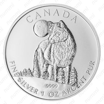 5 долларов 2011, Природа Канады - Волк [Канада] - Реверс