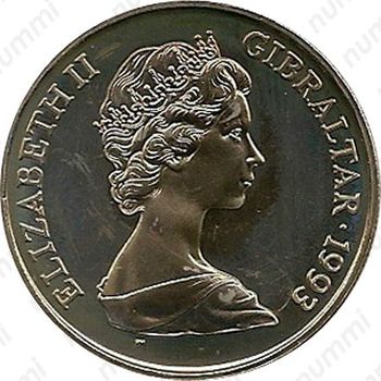 1 крона 1993, 40 лет коронации Елизаветы II [Гибралтар] - Аверс
