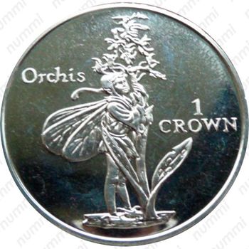1 крона 1996, Цветочные феи - Орхис [Остров Мэн] - Реверс