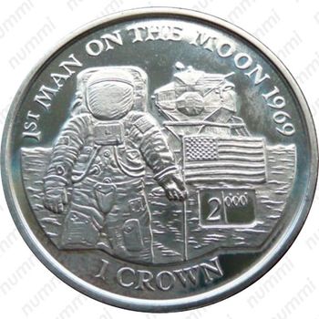 1 крона 2000, Первый человек на Луне [Остров Мэн] - Реверс