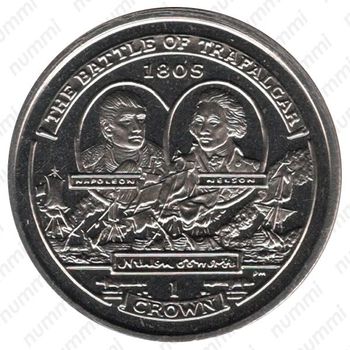 1 крона 2004, 200 лет Трафальгарскому сражению - Наполеон и Нельсон [Остров Мэн] - Реверс