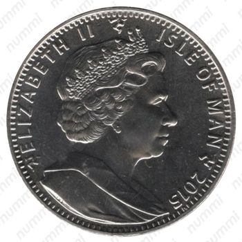 1 крона 2015, Елизавета II - самый долгоправящий монарх [Остров Мэн] - Аверс