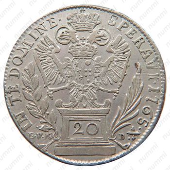 20 крейцеров 1765, Франц I - Посмертная монета - метка на аверсе [Австрия] - Реверс