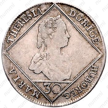 30 крейцеров 1746-1750, Мария Терезия - Орел с гербом Австрии [Австрия] - Аверс