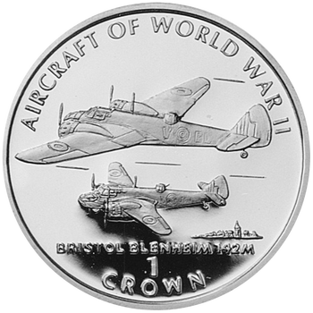 1 крона 1995, Авиация Второй Мировой войны - Bristol Blenheim 142 [Остров Мэн], фото 