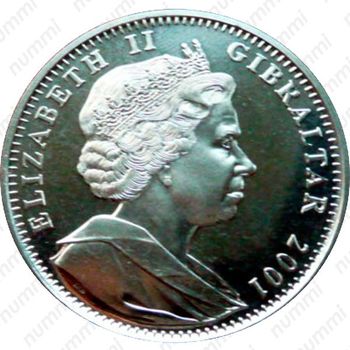 1 крона 2001, 75 лет со дня рождения Королевы Елизаветы II [Гибралтар] - Аверс