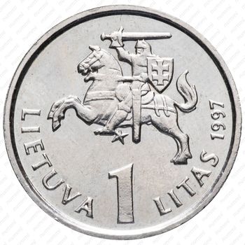 1 лит 1997, 75 лет банку Литвы [Литва] - Аверс