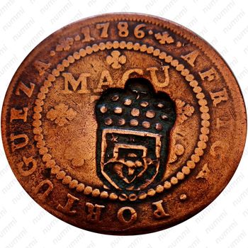 1 макута 1785-1786, Перечекан на ½ макуты [Ангола] - Реверс