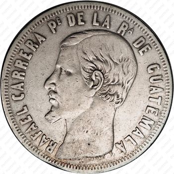 1 песо 1859, Серебро /серый цвет/ [Гватемала] - Аверс