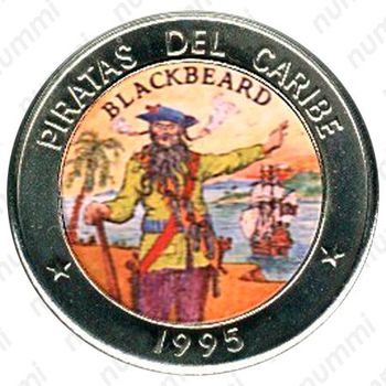 1 песо 1995, Пираты Карибского моря - Чёрная Борода [Куба] - Реверс