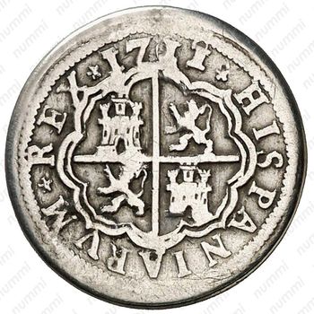 1 реал 1711, Отметка монетного двора "M" - Мадрид [Испания] - Реверс
