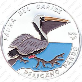 10 песо 1994, Карибская фауна - Пеликан [Куба] - Реверс