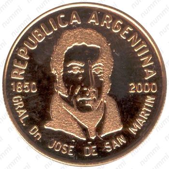 5 песо 2000, 150 лет со дня смерти генерала Сан-Мартина [Аргентина] - Аверс