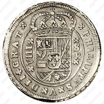 8 реалов 1704-1713, Отметка монетного двора "S" - Севилья [Испания] - Аверс