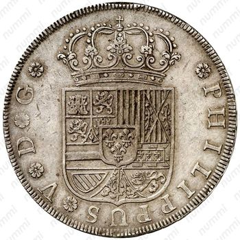 8 реалов 1729-1730, Отметка монетного двора "S" в легенде на реверсе [Испания] - Аверс